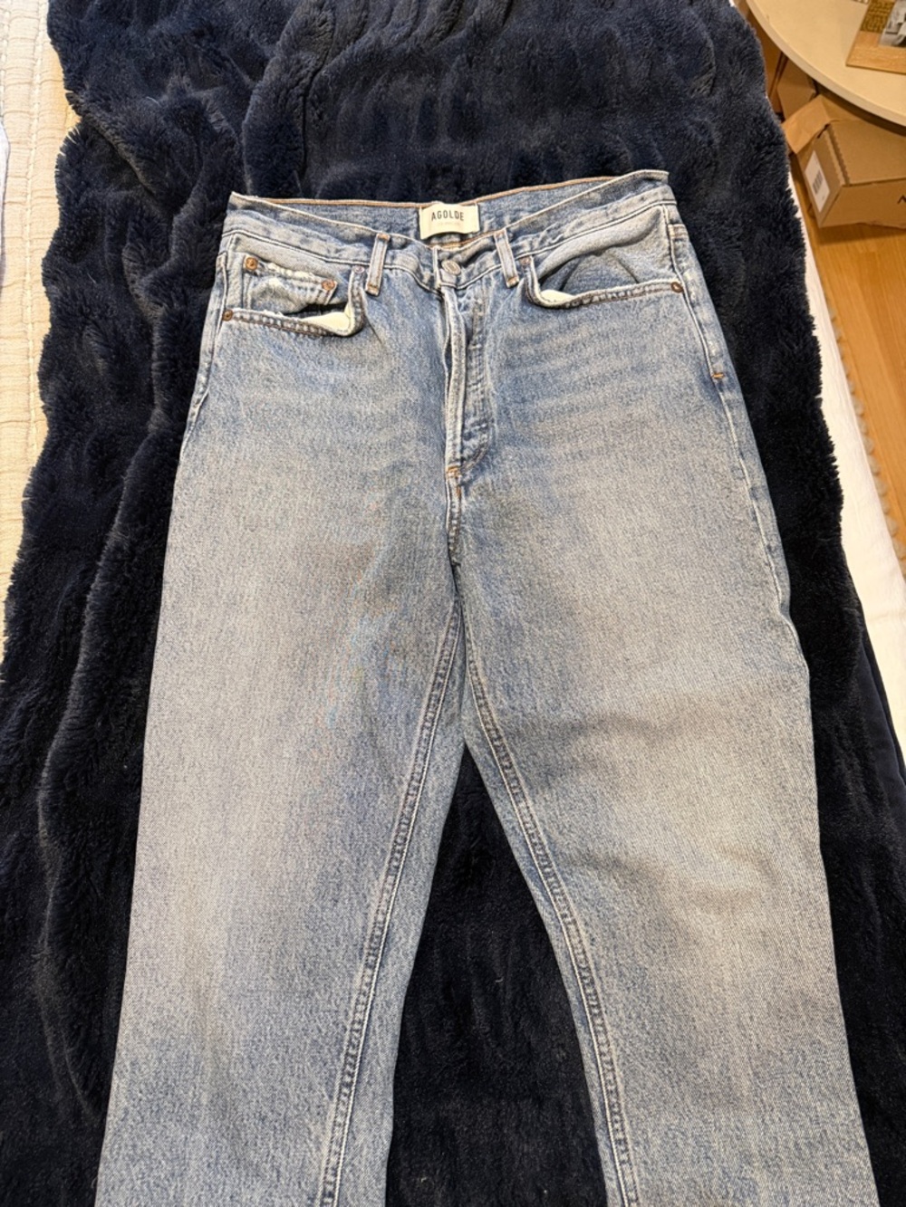 Agolde Vintage High-Rise Straight Jeans in Light Denim